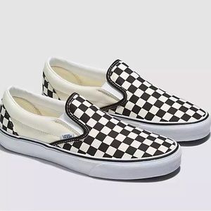 Black and White Checkered Vans Slip-ons